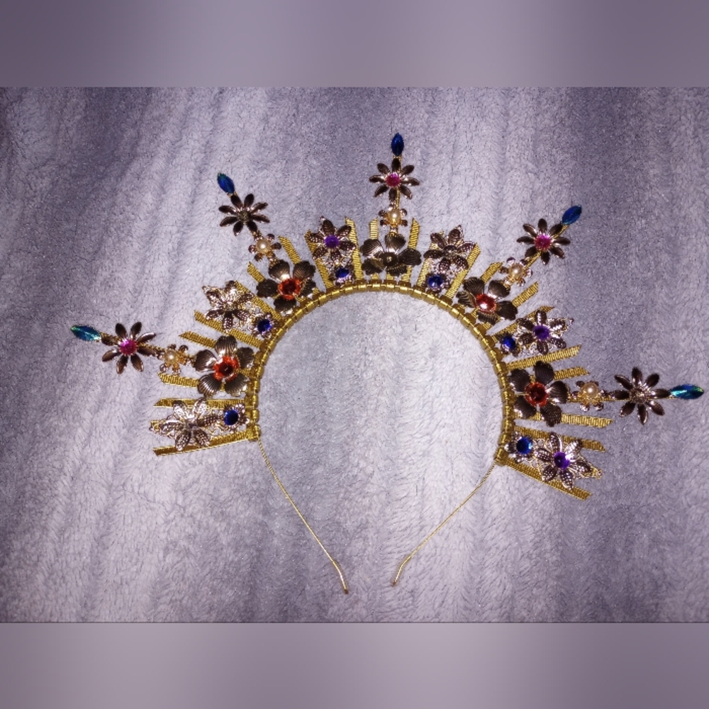 Gold Floral Jeweled Headband - Missing Stones
